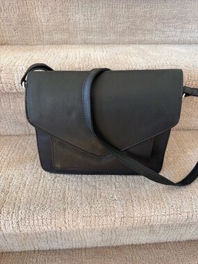 NWOT Black Leather Crossbody Bag - Minimalist Women's Shoulder Bag